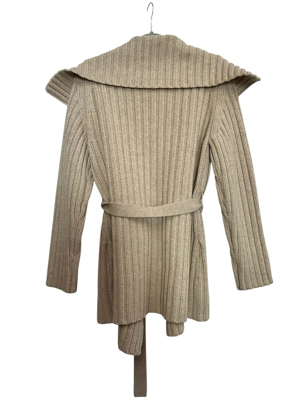The Limited wide collar a tie-front belt 100% Lambswool Cardigan Sweater size M - Picture 2 of 6